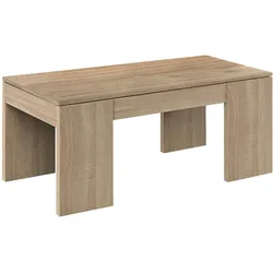 Dmora Couchtisch Malibu, Couchtisch mit abnehmbarer Platte, Couchtisch für das Wohnzimmer, 100x50h43/84 cm, Eiche