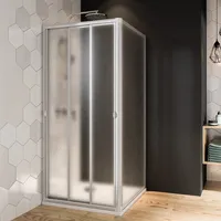 Breuer Fara 4 Schiebetür 3-teilig für Nische oder Seitenwand Kunststoffglas Perle 90 cm - Weiß - 0701 011 055 004