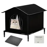 Katzenhaus Für Draußen, 43x36x36cm Katzenschutz Mit Erhöhter Basis, Katzenzelt Wetterfester Katzenhöhle, Wasserdichter Katzenhaus Outdoor Winterfest Isoliert Für Outdoor Katzen Hunde