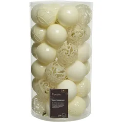 37 Weihnachtskugeln 6cm Kunststoff Christbaumkugeln Christbaumschmuck elfenbein