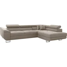 kaiser möbel Ecksofa Stoff mit Schlaffunktion L-förmig KaltesBeige