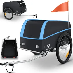 KESSER® Fahrradanhänger Lastenanhänger Transportanhänger Hochdeichsel mit Kupplung, Inkl. Abdeckung  Klappfunktion Hochdeichsel Anhänge für Fahrrad Transportbox mit 120 Liter Max. 40 kg