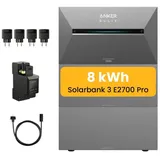 Balkonkraftwerk Speicher 8 kWh, Anker SOLIX Solarbank 3 E2700 Pro mit 2x BP2700 Akku, Anker Smarten Zähler & Smart Plugs für Balkonkraftwerk (0% ...