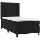 vidaXL Boxspringbett mit Matratze & LED Schwarz 90x190 cm Samt