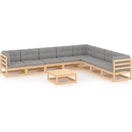 vidaXL Garten-Lounge-Set 9-tlg. grau