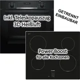 Bosch Herdset Teleskopauszug EcoClean + Induktionskochfeld rahmenlos