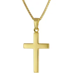 trendor 41115 Kreuz für Damen und Herren Gold 585 mit Vergoldeter Silberkette, 45 cm