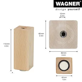 Wagner Möbelbein BUCHE eckig, - 40 x 40/Ø 30 x 100 mm, natur, QuickClick® Filzgleiter, Gewinde Ø Ø 12781001