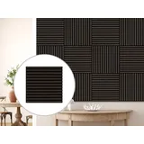 HPFloor Akustikpaneele Dekor Wandpaneele | für Flur Wohnzimmer Innenwanddekoration in Holzoptik Wandverkleidung | geölt | Quadratisch | 60 x 60 cm | 21 mm stark | 4er-Set | schwarzer Filz | Black Oak