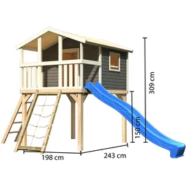 Akubi Stelzenhaus Benjamin Set B terragrau mit Rutsche blau 91213