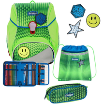 Scout Alpha Neon Safety Schulranzen-Set 4-teilig green gecko