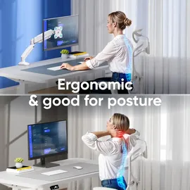 ONKRON Monitor Tischhalterung für 13-32 Zoll, bis 8 kg, Gasdruckfeder, VESA 75x75 & 100x100, schwenkbar, neigbar, drehbar, Weiß G80-W