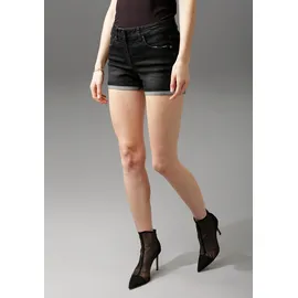 Aniston CASUAL Jeansshorts mit leichten Abriebeffekte Gr. 34 N-Gr, black, Jeans, 50282616-34 N-Gr