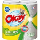 Okay Küchenrolle, extra lang, 4 = 6 rlx, weiß, 6 Rollen