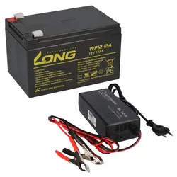 Bleiakku 12V 12Ah + Ladegerät 5A kompatibel 13Ah 14Ah 15Ah AGM Bleigel