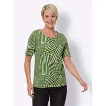 Classic Basics Rundhalsshirt CLASSIC BASICS "Kurzarm-Shirt", Damen, Gr. 40, grün (oliv, reseda, bedruckt), 100% Baumwolle, gemustert, mehrfarbig, Rundhals, Shirts Rundhalsshirt