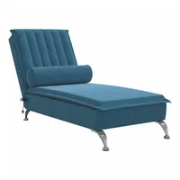 vidaXL Chaiselongue Massage-Chaiselongue mit Nackenrolle Blau Samt, 1 Teile blau