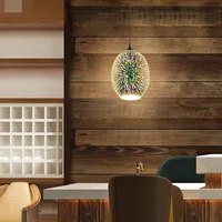 HUSPOO Glas Pendelleuchte 3D Bunt, Moderne Feuerwerk LED Hängelampe, Höhenverstellbar Hängende Deckenleuchte, E27 220V Glaspendel(Ohne Glühbirne) für Schlafzimmer, Wohnzimmer, Esszimmer, Flur, Küche