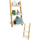 Dune Design DuneDesign Badezimmer-Regal, Weiß, Holz Leiter Deko Treppe Bad - weiss