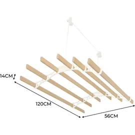 MonsterShop 6-Latten-Wäscheständer 1,2 m elfenbeinfarben