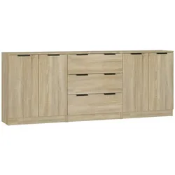 vidaXL 3-tlg. Sideboard Sonoma Eiche-Optik Holzwerkstoff