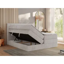 MKS Meble Boxspringbett TILIANO KING - 160/200 - Hellgrau Cord - H4,