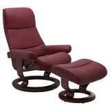 STRESSLESS Sessel mit Hocker View Classic Leder Rot Batick Bordeaux S (Small)