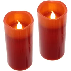 LED-Kerze I.GE.A. "Batteriebetriebene LED-Kerzen aus Echtwachs, Höhe ca. 12,5 cm", rot, H:12,5cm Ø:5,5cm, Echtwachs, Kerzen, flackerndes Stimmungslicht, Stumpenkerze für den Adventskranz