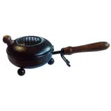 Saraswati Räuchergefäß "Pfanne" aus Stahl schwarz mit Holzgriff