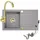 faizee home Granitspüle Küchenspüle mit Siphon und Armatur Gold Spülbecken Einbauspüle 76x44 Grau