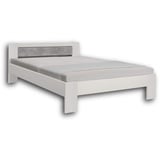 Stella Trading Vega Stilvolles Futonbett 140 x 200 cm - Komfortables Jugendzimmer Doppelbett in Beton-Optik, weiß - 145 x 61 x 204 cm (B/H/T)