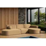 Fun Möbel Garten Ecksofa SUNDAY in wetterfester Stoff ART-N Caramel Ottomane Rechts - Braun