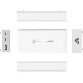 j5create JUP37185W-EN 185-Watt-GaN-PD-3.1-USB-C-Ladegerät mit 3 Anschlüssen - EU-Version - Weiß