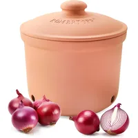 Römertopf Zwiebeltopf MAXI Terrakotta, 2,8 Liter, Ø 21 Cm, Belüfteter Keramik-Vo