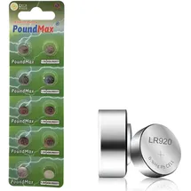 PoundMax 10x AG6 Alkaline Knopfzellen Batterien 1,5V, SR920SW Uhrenbatterien Silberoxid – Pack Knopfzellen AG6 LR920 LR69 – Auslaufsicher, Quecksilberfrei, Lange Haltbarkeit für Uhren & Fernbedienungen