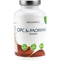 AMLAWELL OPC & Moringa – 180 hochdosierte Kapseln Traubenkernextrakt (OPC) mit Moringa, vegan