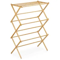 Relaxdays Handtuchhalter, aus Bambus, faltbarer Standtrockner, mit 11 Stangen