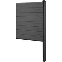 MCW WPC-Sichtschutz Savoie Zaun Windschutz WPC-Pfosten Zum Einbetonieren - Erweiterungselement Schmal 98cm Anthrazit