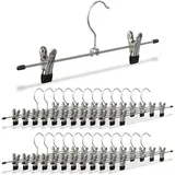 Relaxdays Hosenbügel 100497710, aus Metall, Einfachbügel mit Klammern, silber, 35cm, 25 Stück