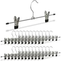 Relaxdays Hosenbügel 100497710, aus Metall, Einfachbügel mit Klammern, silber, 35cm, 25 Stück