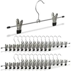 Relaxdays Hosenbügel 100497710, aus Metall, Einfachbügel mit Klammern, silber, 35cm, 25 Stück