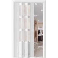 ZIMGOD Falttür Innentüren PVC-Schiebetürgitter mit Mattiertem Acrylfenster und Griff, Weiße Ziehharmonika-Falttür Anpassbar, Trenntür für Küche und Waschküche(23x39in (58.5x100cm))