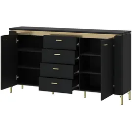 Quartier Sideboard 155,3 x 87 x 40 cm Goldgelb / Schwarz matt