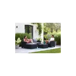 Allibert Moorea Loungeset anthrazit mit Sessel - Rattanoptik, wetterfest, Garten, Outdoor