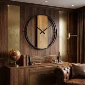 OEM Loft Oval 80 cm 3D Wanduhr Braun