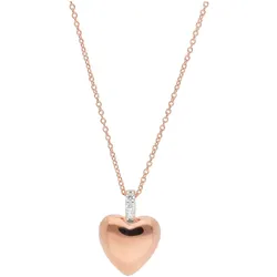 Kette mit Anhänger SMART JEWEL "Anhänger Herz mit Zirkonia, rosé vergoldet, Silber 925", rosa (rosé vergoldet), Halsketten, Damen, 47cm, Silber 925 (Sterlingsilber)