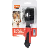 Karlie Professional Borsten- und Stiftbürste, Hundebürsten, 2 in 1, Gummi, Rot/Schwarz, 22,5x6,5x6,5 cm