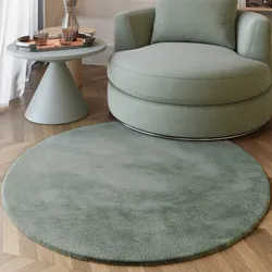Hochflor-Teppich ESPRIT "Alice Kunstfell", blau (türkis), H:25mm Ø:200cm, Kunstfaser, Teppiche, Kaninchenfell-Haptik, besonders weich und dicht, für alle Räume