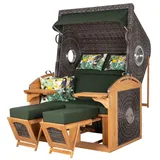 deVries PURE® Strandkorb deVries PURE® Sailor XL - PE stone grey - Dessin 244, BxTxH: 135x90x165 cm, Halblieger, Ostsee-Strandkorb, feines Teakholz - inkl. Rückholfeder und Schutzhülle grau