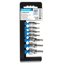 Steckschlüsseleinsätze T10–T40 Satz 1/4-Zoll- und 3/8-Zoll-Antrieb 7-tlg.